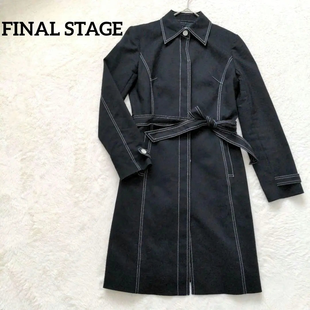 Final Stage Long Coat with Belt Black Stylish