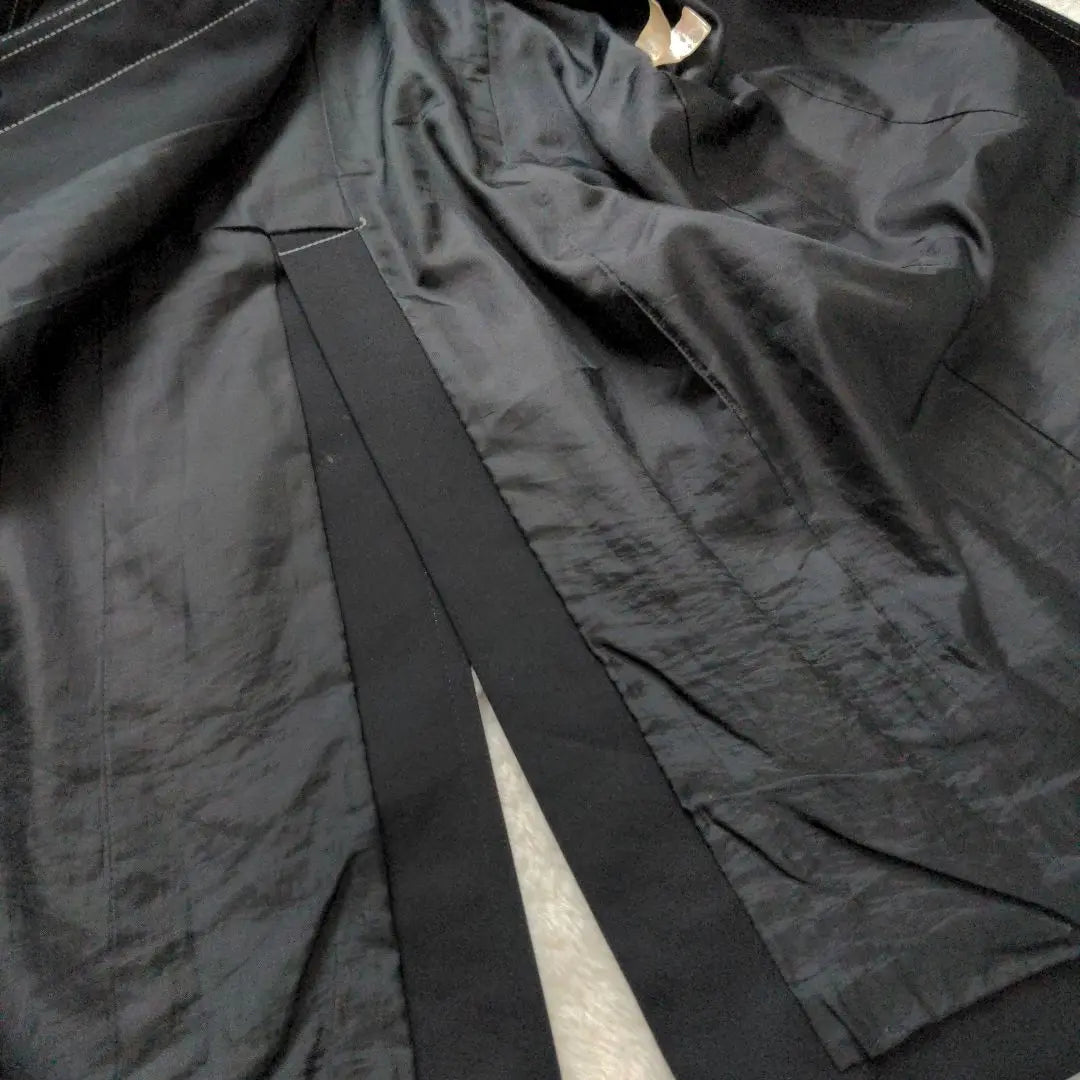 Final Stage Long Coat with Belt Black Stylish