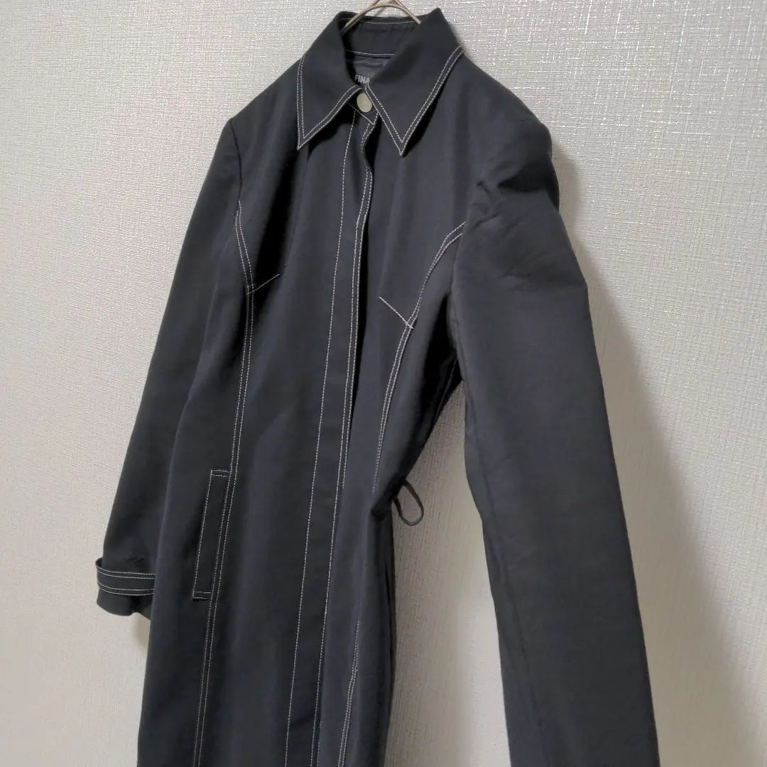 Final Stage Long Coat with Belt Black Stylish