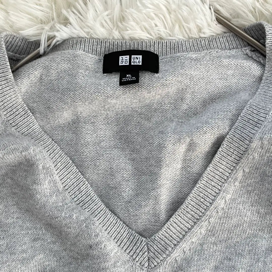 Hermosos productos ✨ [UNIQLO] Suéter de punto con cuello en V XL Talla grande Algodón para hombre 100%