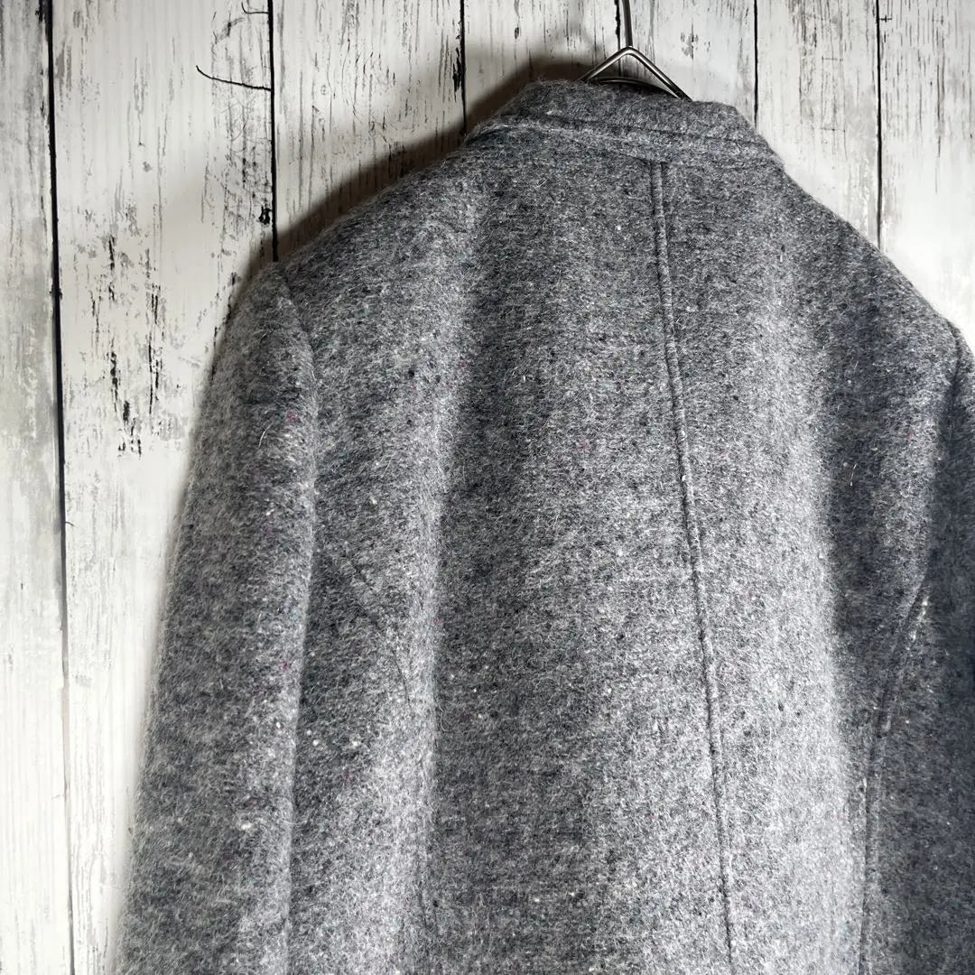 Wool coat, mohair blend, mid length, double pocket, M