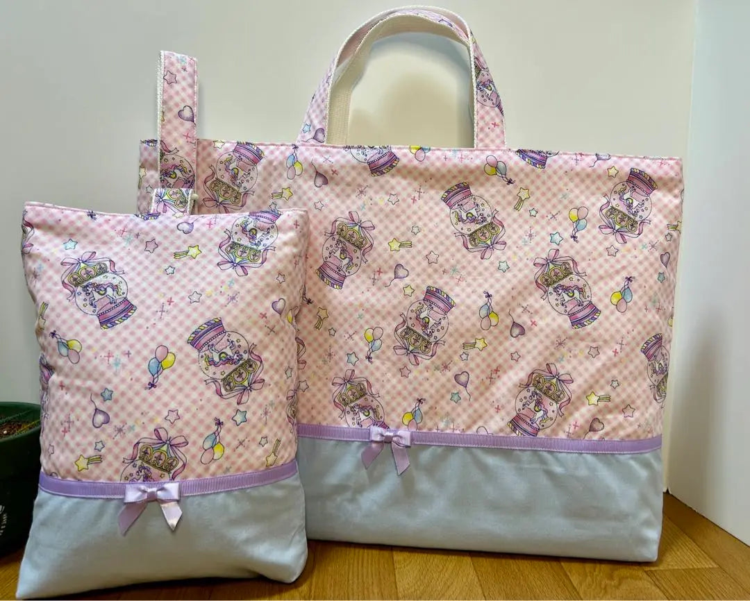 Conjunto de bolsa de lecciones y bolsa para zapatos [Yumikawa Unicorn Pink] | レッスンバッグ＆シューズバッグセット 【ゆめかわ ユニコーン ピンク】