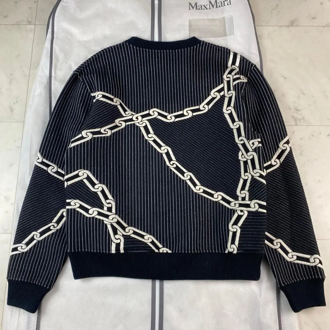 Polo belleza ◎ Louis Vuitton Sudadera con rayas y cadena con efecto 3D Kirted | 極美品◎ルイヴィトン キルテッド3Dエフェクトチェーンストライプスウェット