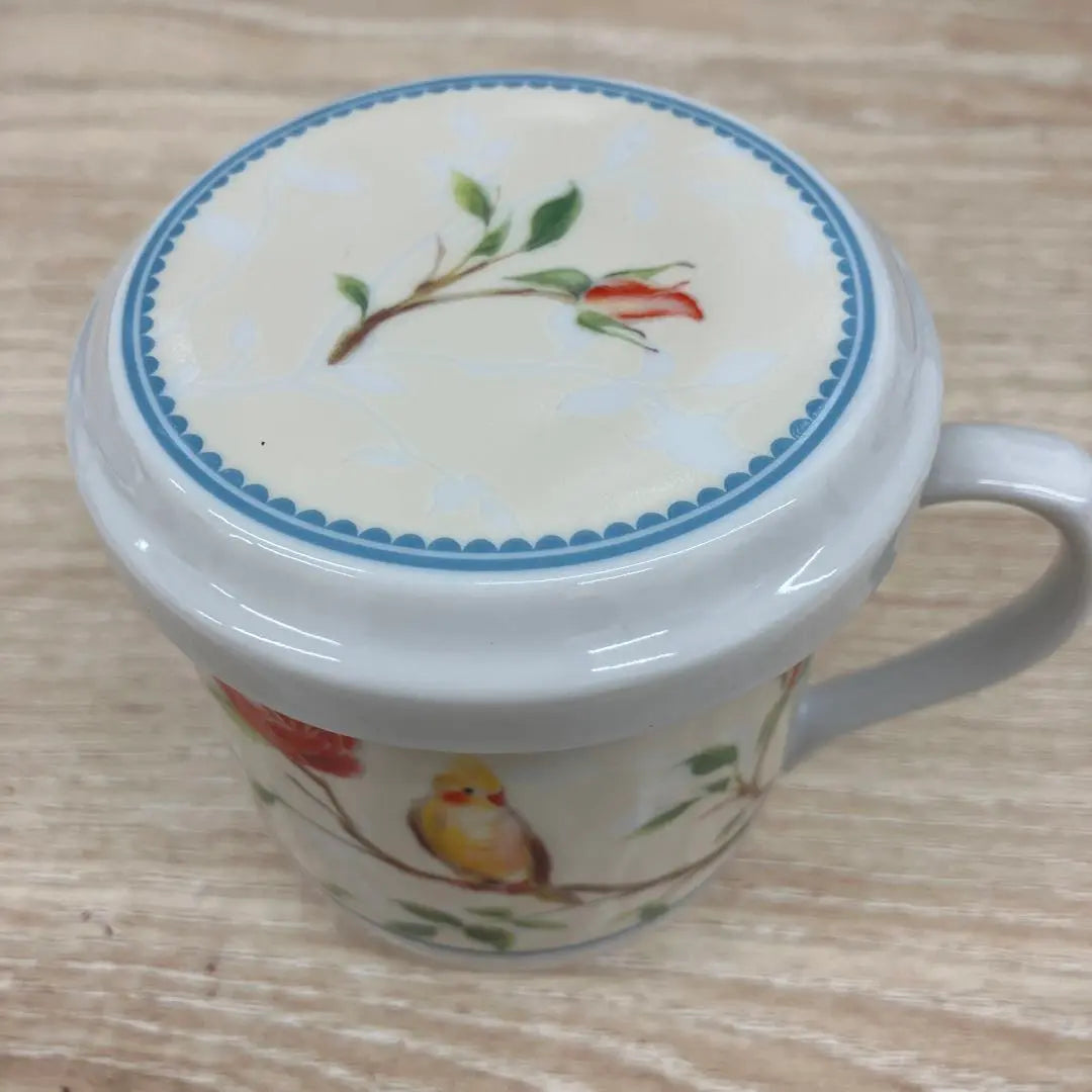 NARUMI Mug with Lid Flowers and Birds