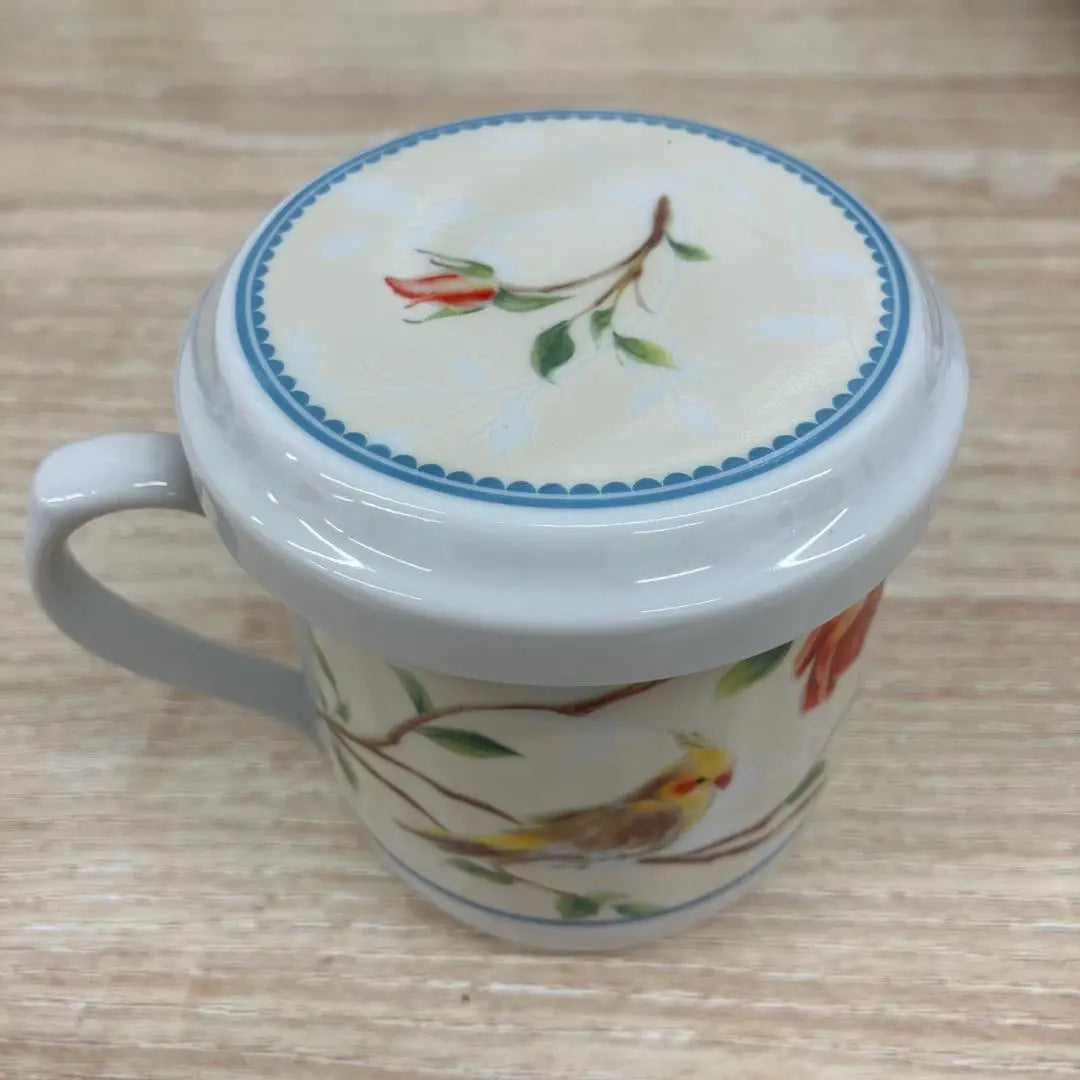 NARUMI Mug with Lid Flowers and Birds