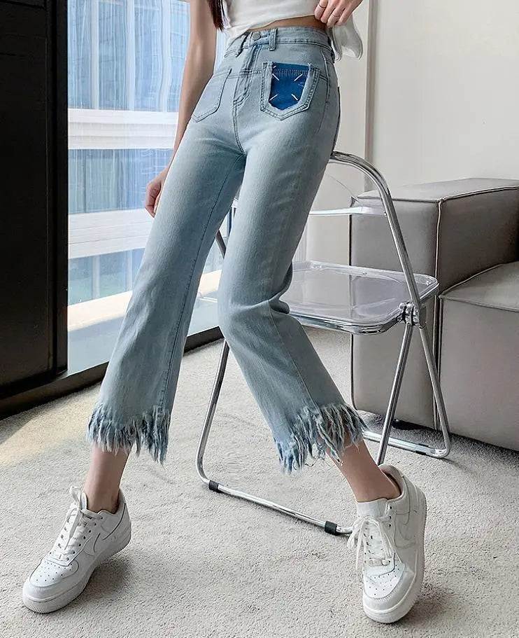 Large size women's denim pants cut-off spring summer autumn new