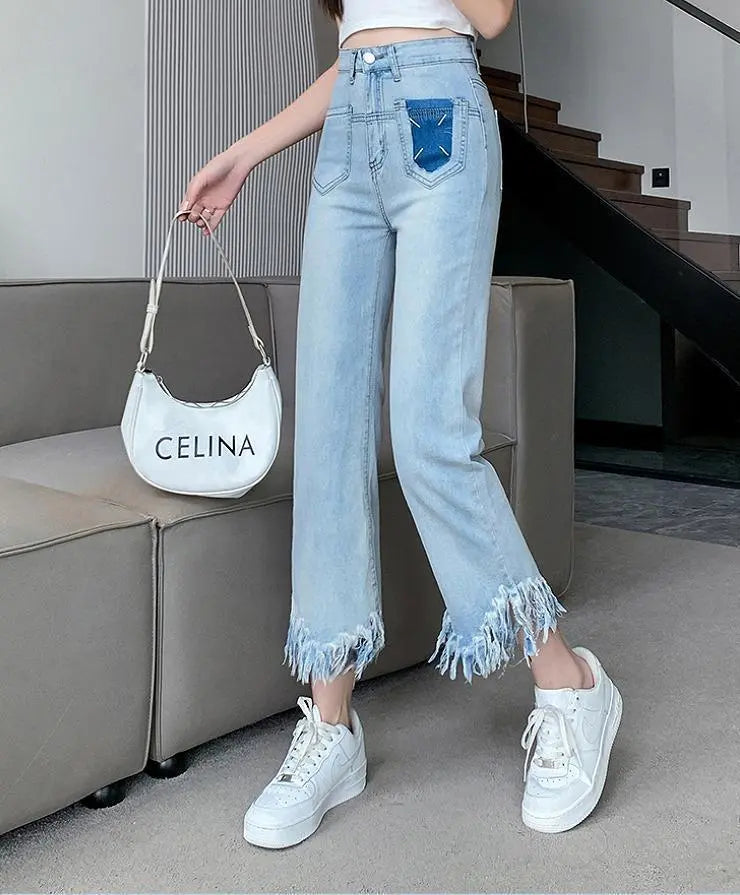 Large size women's denim pants cut-off spring summer autumn new