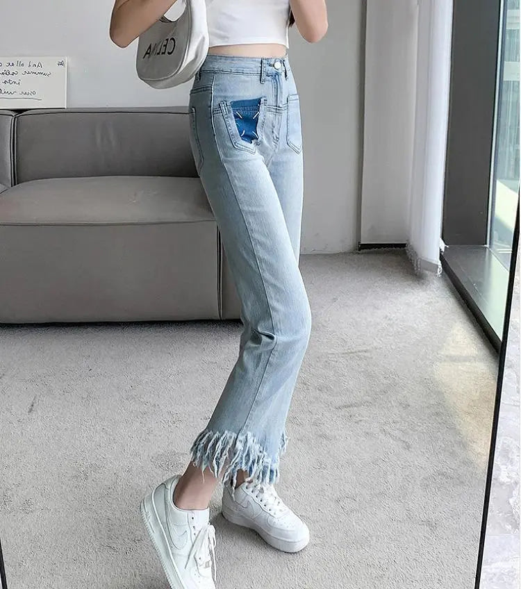 Large size women's denim pants cut-off spring summer autumn new