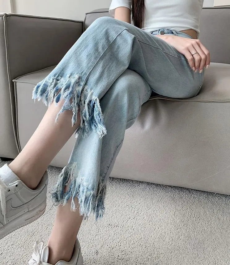 Large size women's denim pants cut-off spring summer autumn new