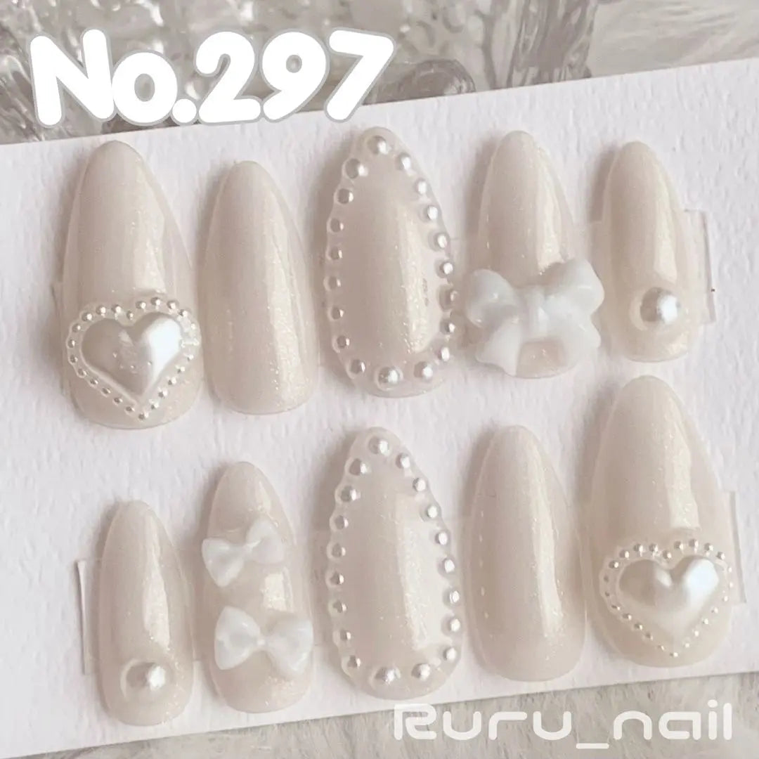 Nail tip ❤︎Pearl white Mass-produced landmine Korean Wang Hong initial