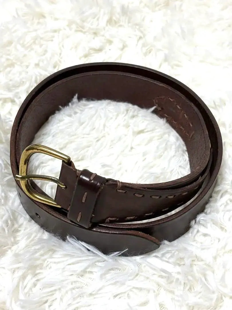 Giorgio Armani Leather Belt Dark Brown Decorative Gold Buckle