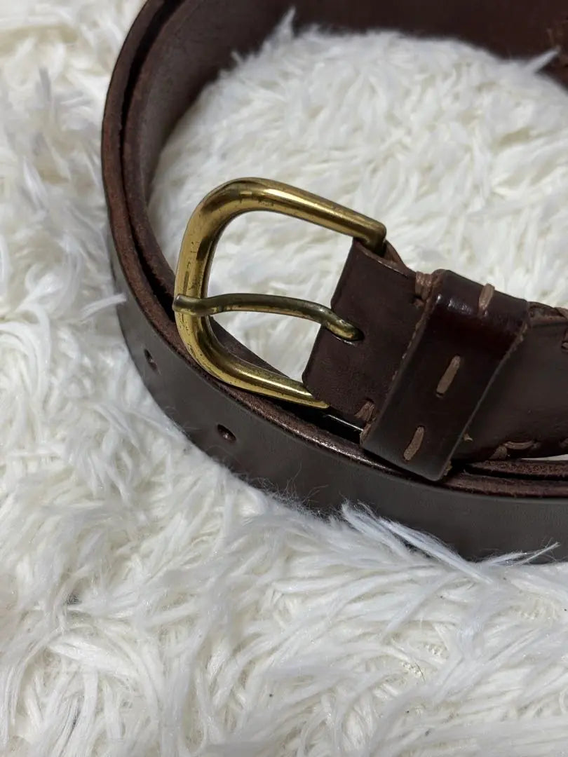 Giorgio Armani Leather Belt Dark Brown Decorative Gold Buckle