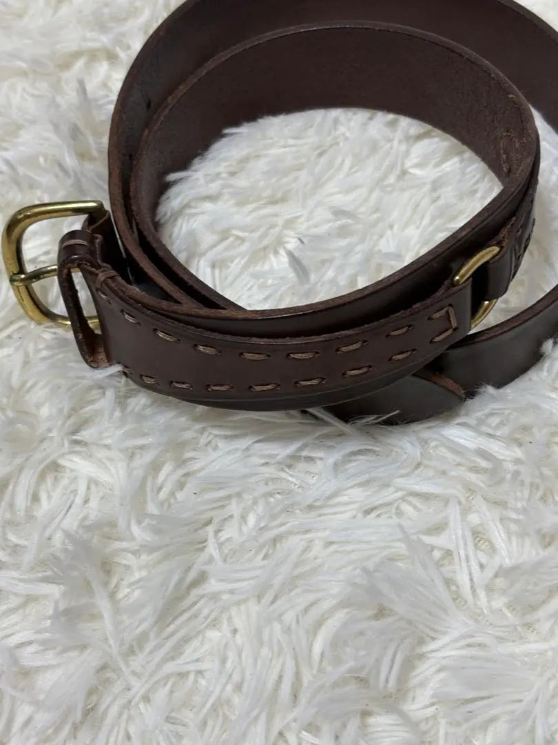 Giorgio Armani Leather Belt Dark Brown Decorative Gold Buckle