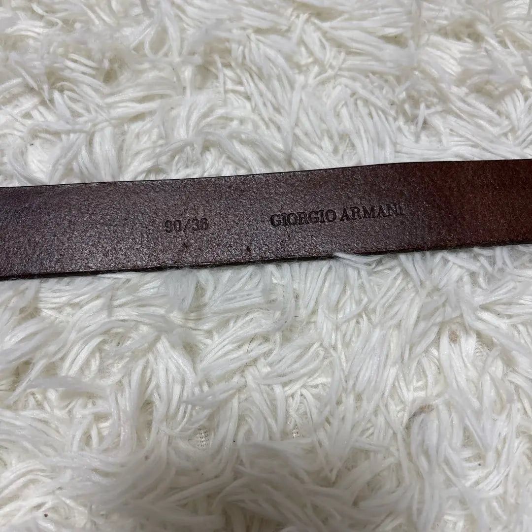 Giorgio Armani Leather Belt Dark Brown Decorative Gold Buckle