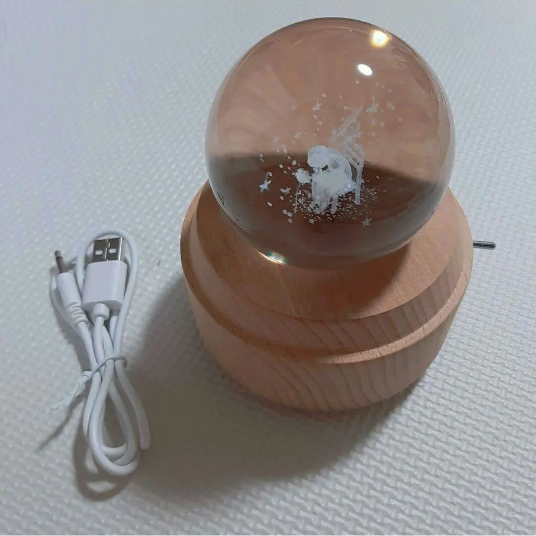 ●Music box, glass, with LED light, crystal, USB charging, wood, downlight