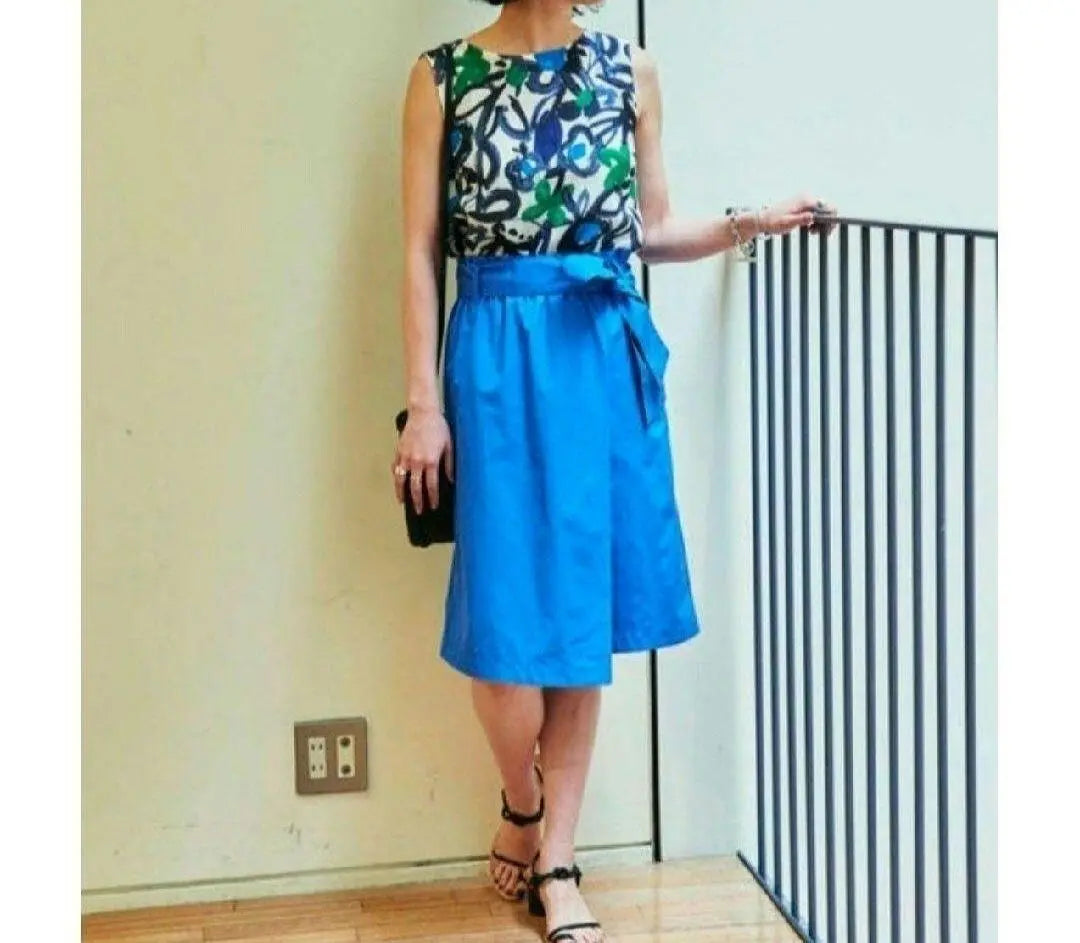 [New tag included] McAfee Cotton Tropical Belted Skirt Blue☆