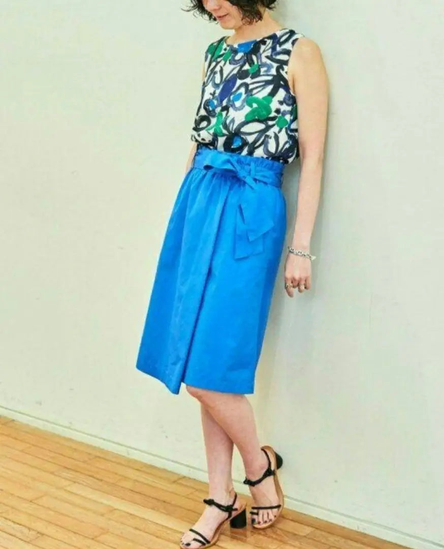 [New tag included] McAfee Cotton Tropical Belted Skirt Blue☆