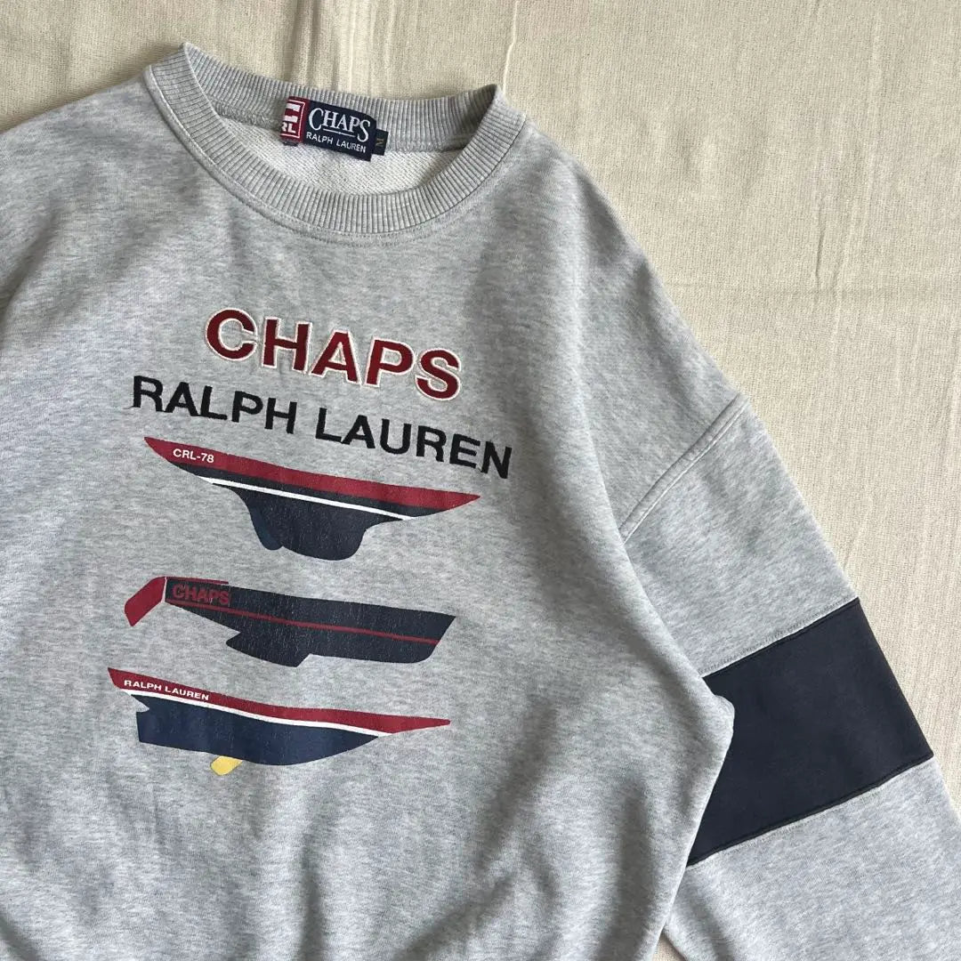 00s CHAPS RALPH LAUREN Embroidered boat logo Color scheme sweatshirt M