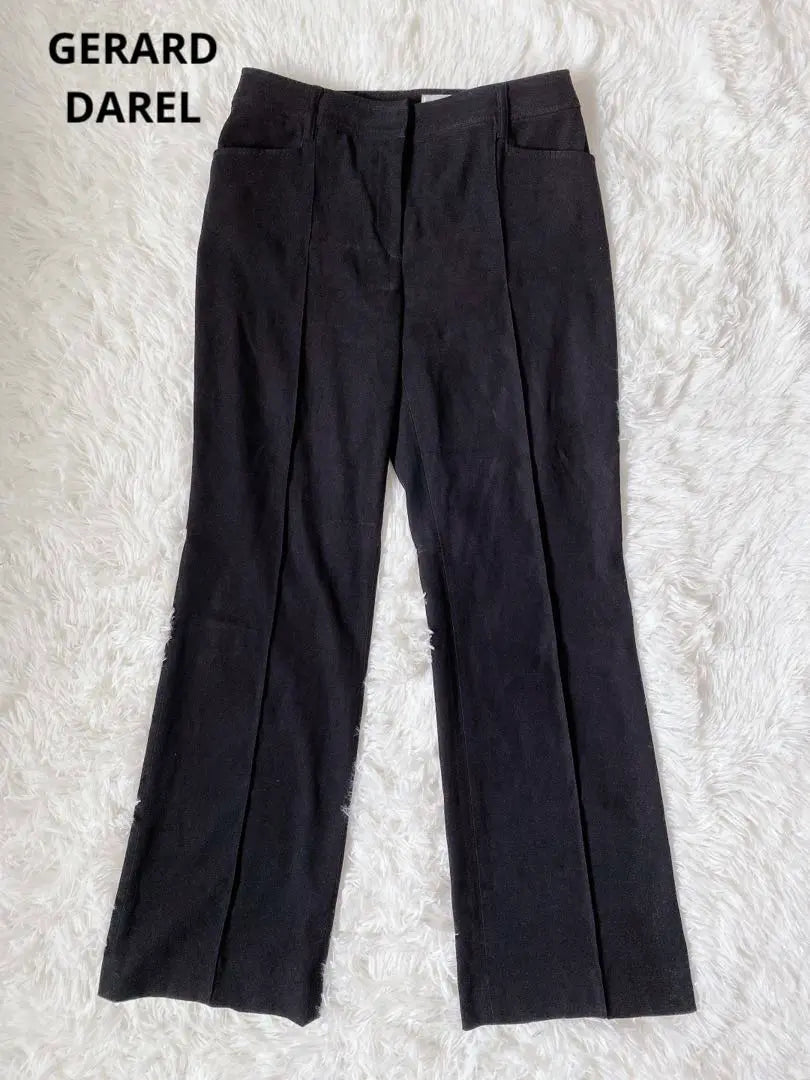 Gerard Darrel tucked slacks [11] Black pants, bottoms, L, made in Japan