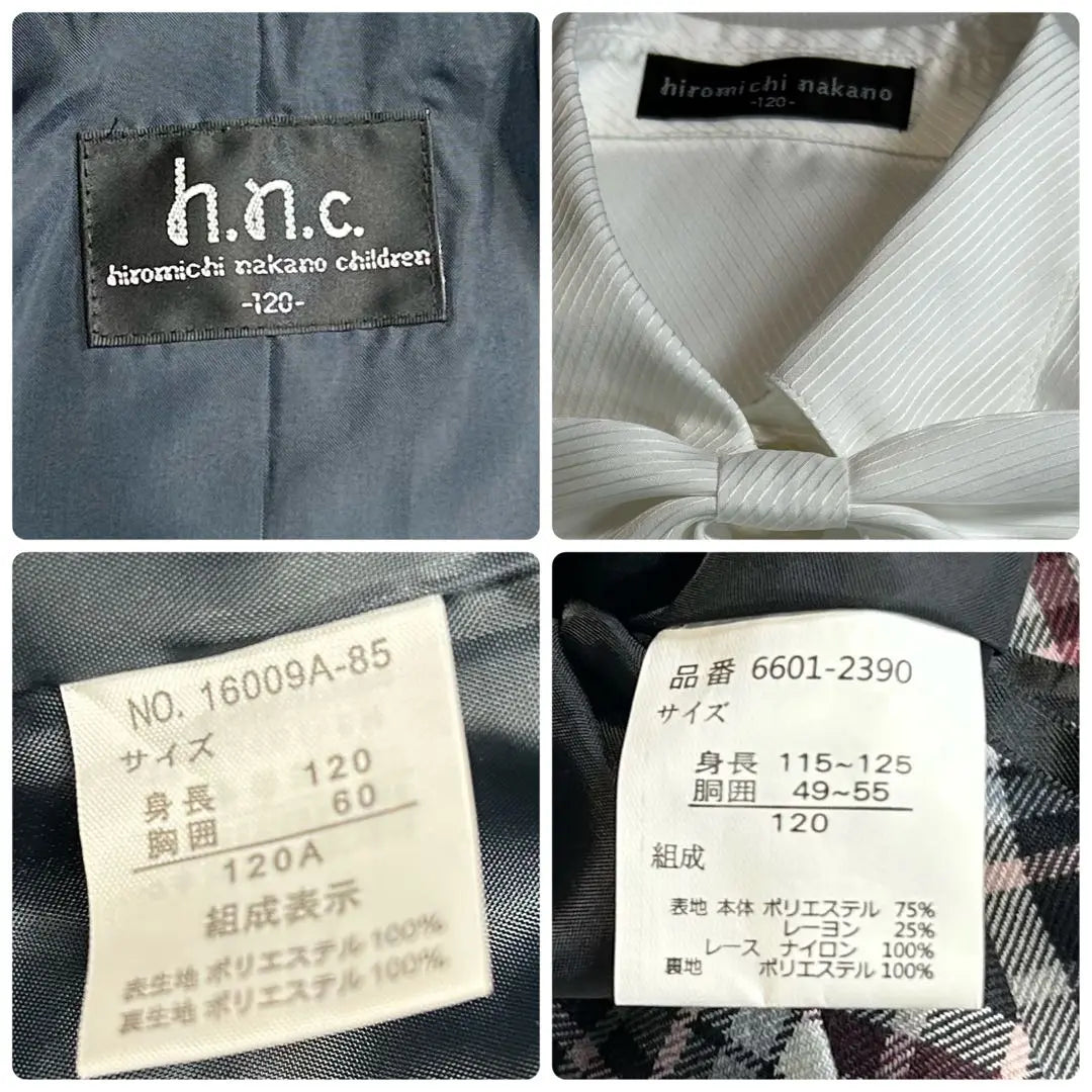 Beautiful condition Hiromichi Nakano Kids Setup 120 Bowtie Blouse Piping