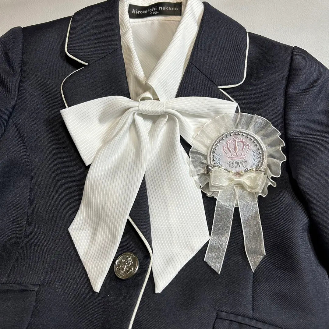 Beautiful condition Hiromichi Nakano Kids Setup 120 Bowtie Blouse Piping