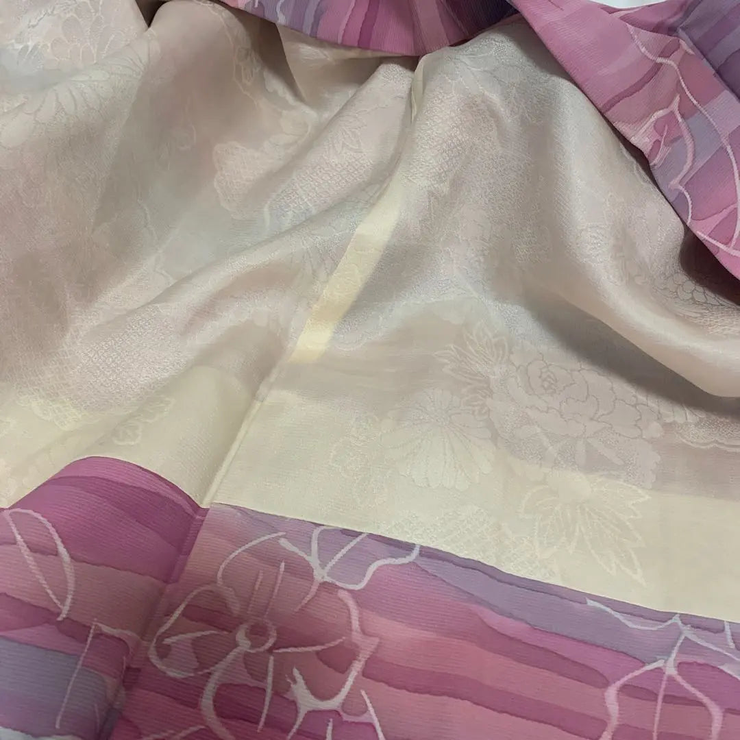 Kimono Haori Artículo nuevo y sin usar con hilo de hilván Estampado floral rosa Degradado