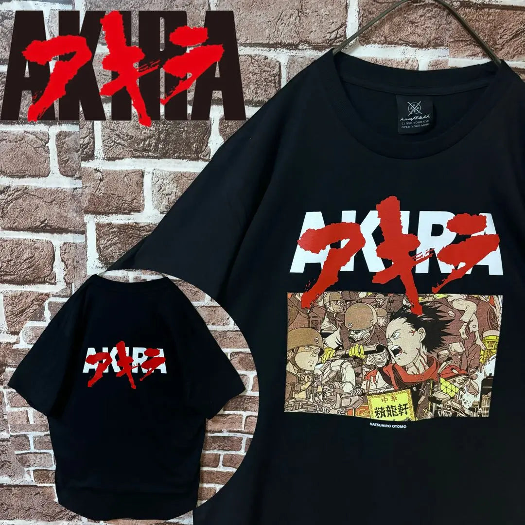 [Muy popular❗️] Akira☆Logotipo grande, impresión a doble cara, camiseta, negra, nueva, sin usar