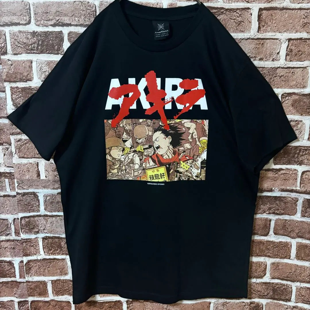 [Muy popular❗️] Akira☆Logotipo grande, impresión a doble cara, camiseta, negra, nueva, sin usar