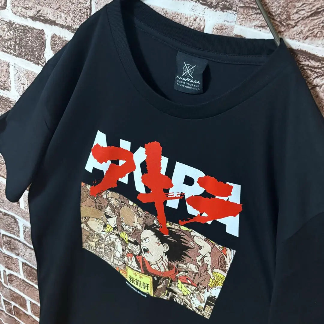 [Muy popular❗️] Akira☆Logotipo grande, impresión a doble cara, camiseta, negra, nueva, sin usar