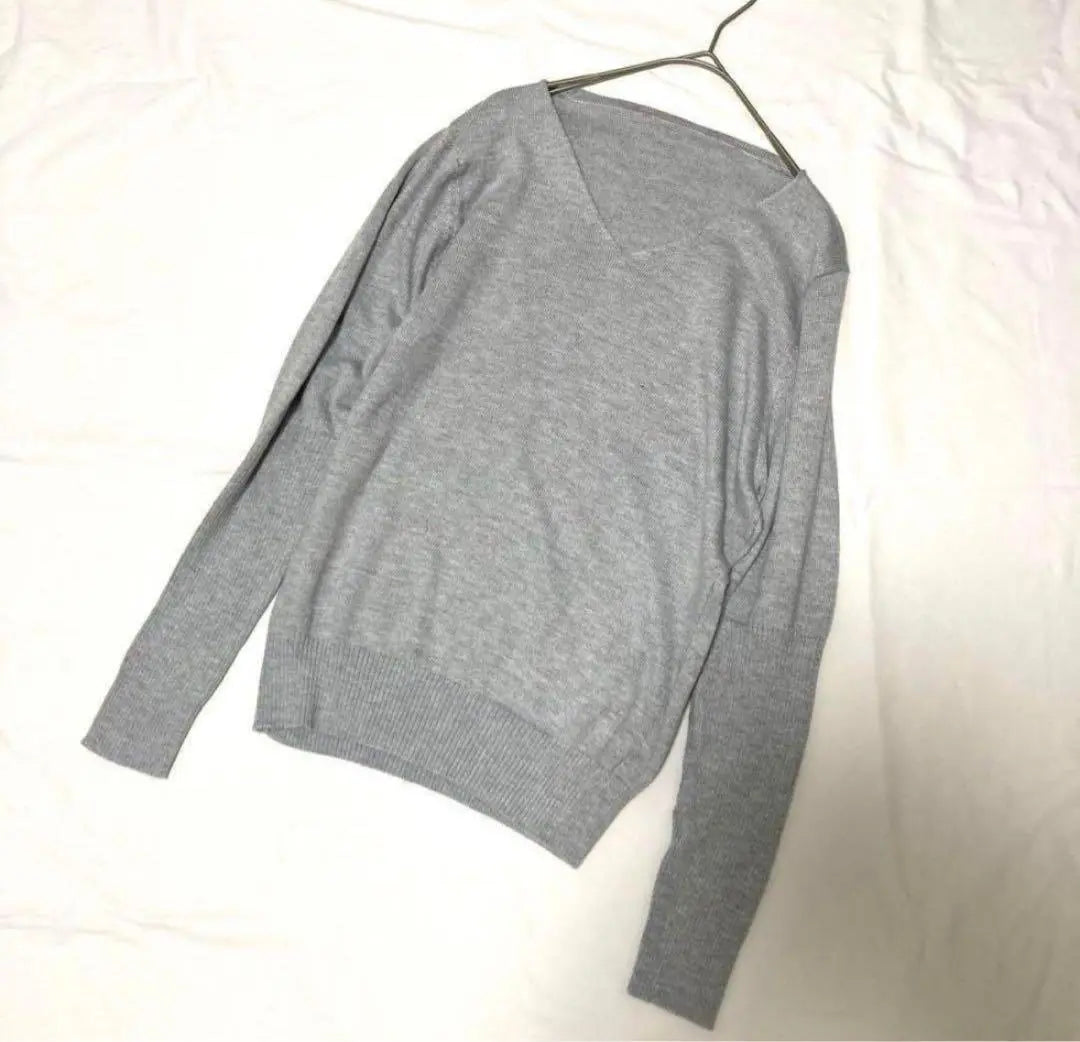 Women's Sweater Knit Tops Cut and Sewn Long Sleeve Gray V Neck Autumn/Winter