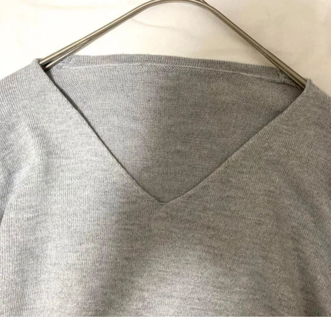 Women's Sweater Knit Tops Cut and Sewn Long Sleeve Gray V Neck Autumn/Winter