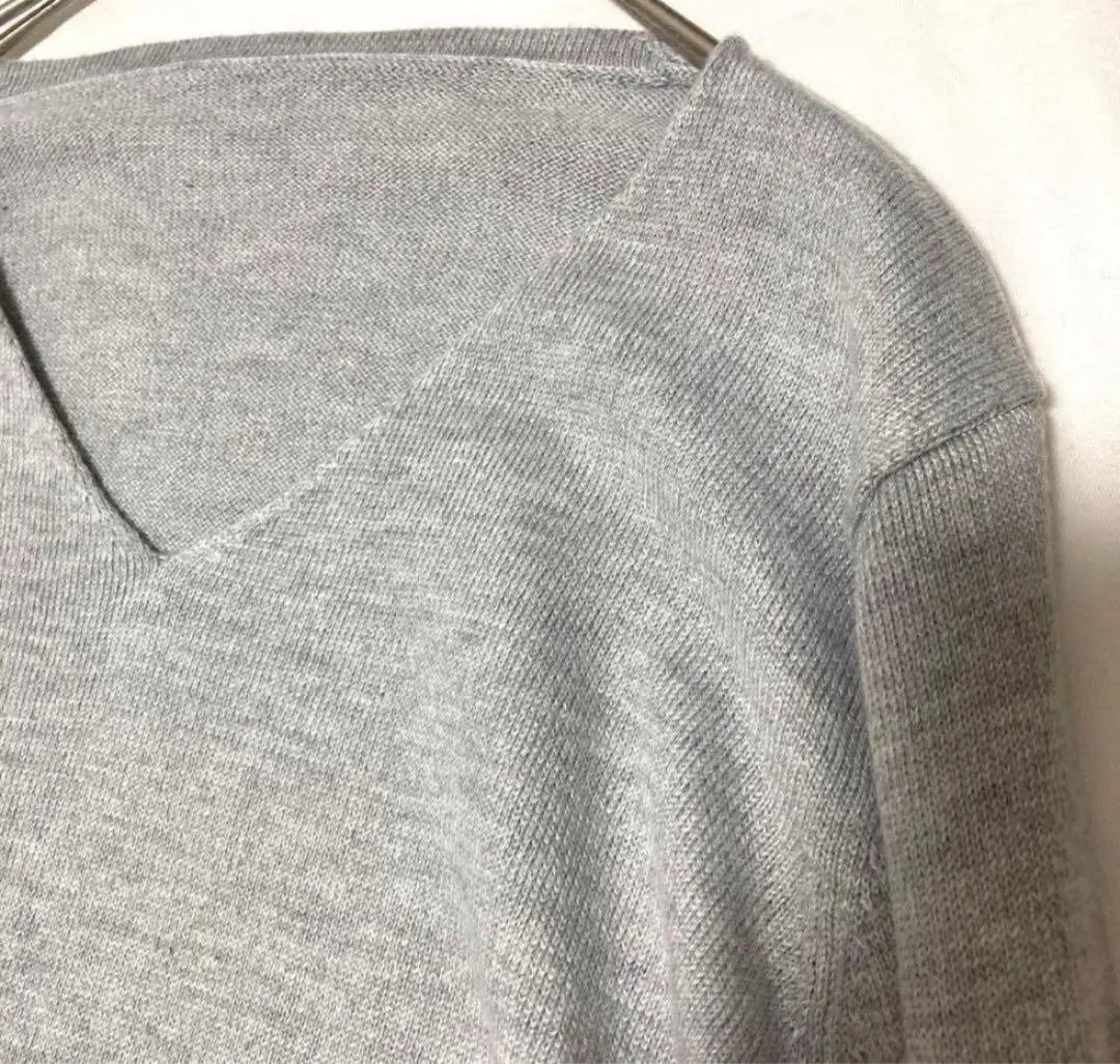 Women's Sweater Knit Tops Cut and Sewn Long Sleeve Gray V Neck Autumn/Winter