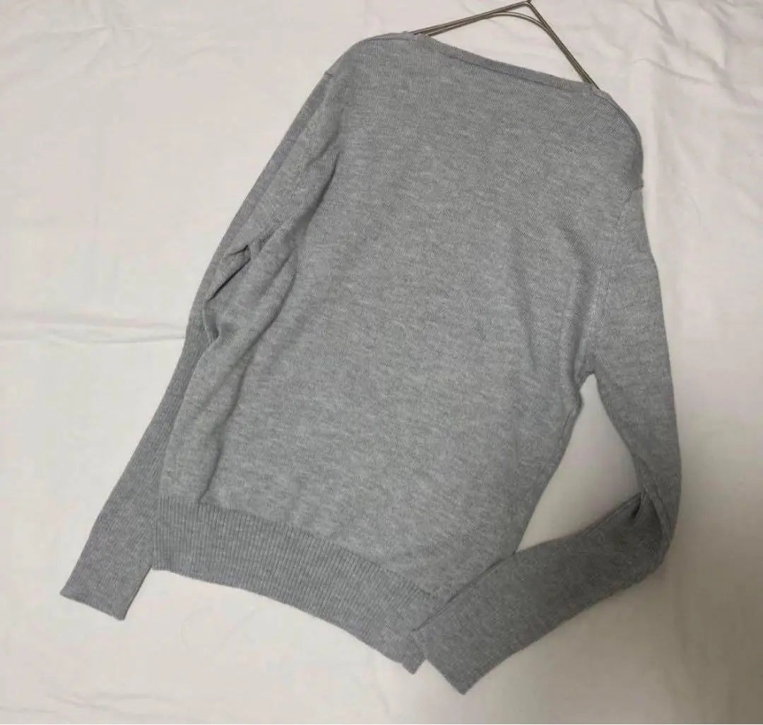 Women's Sweater Knit Tops Cut and Sewn Long Sleeve Gray V Neck Autumn/Winter