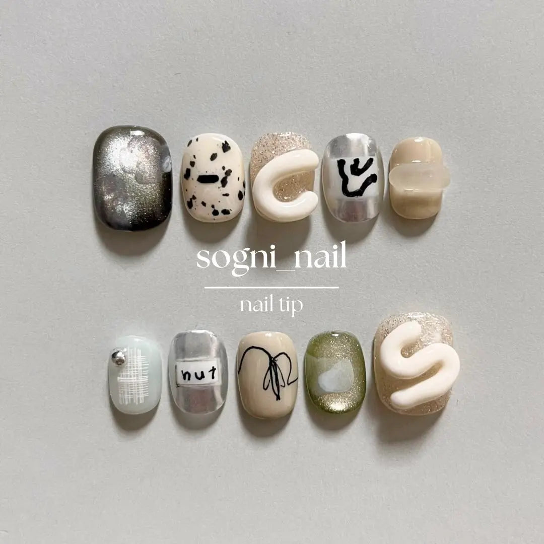 [24] Nail tips, unique nails, doodle nails, nuanced nails, chigging nails