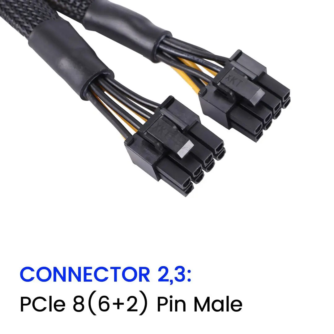 GPU PCIe Power Adapter Knitted Y Splitter Extension Cable 20cm