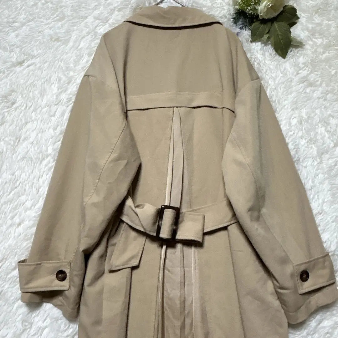 Begum Trench Coat Pleated Beige M Long Sleeve Office Casual ●