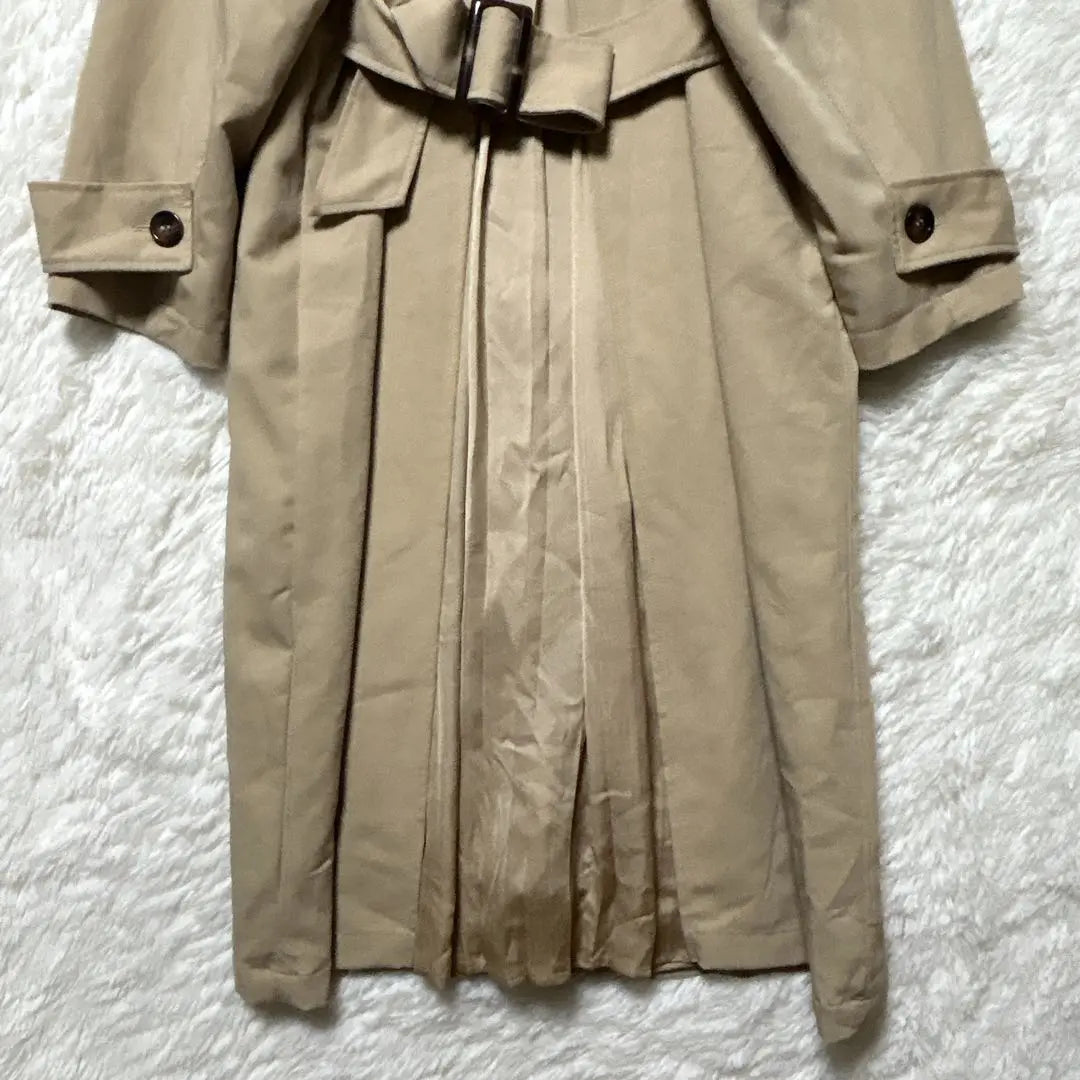 Begum Trench Coat Pleated Beige M Long Sleeve Office Casual ●