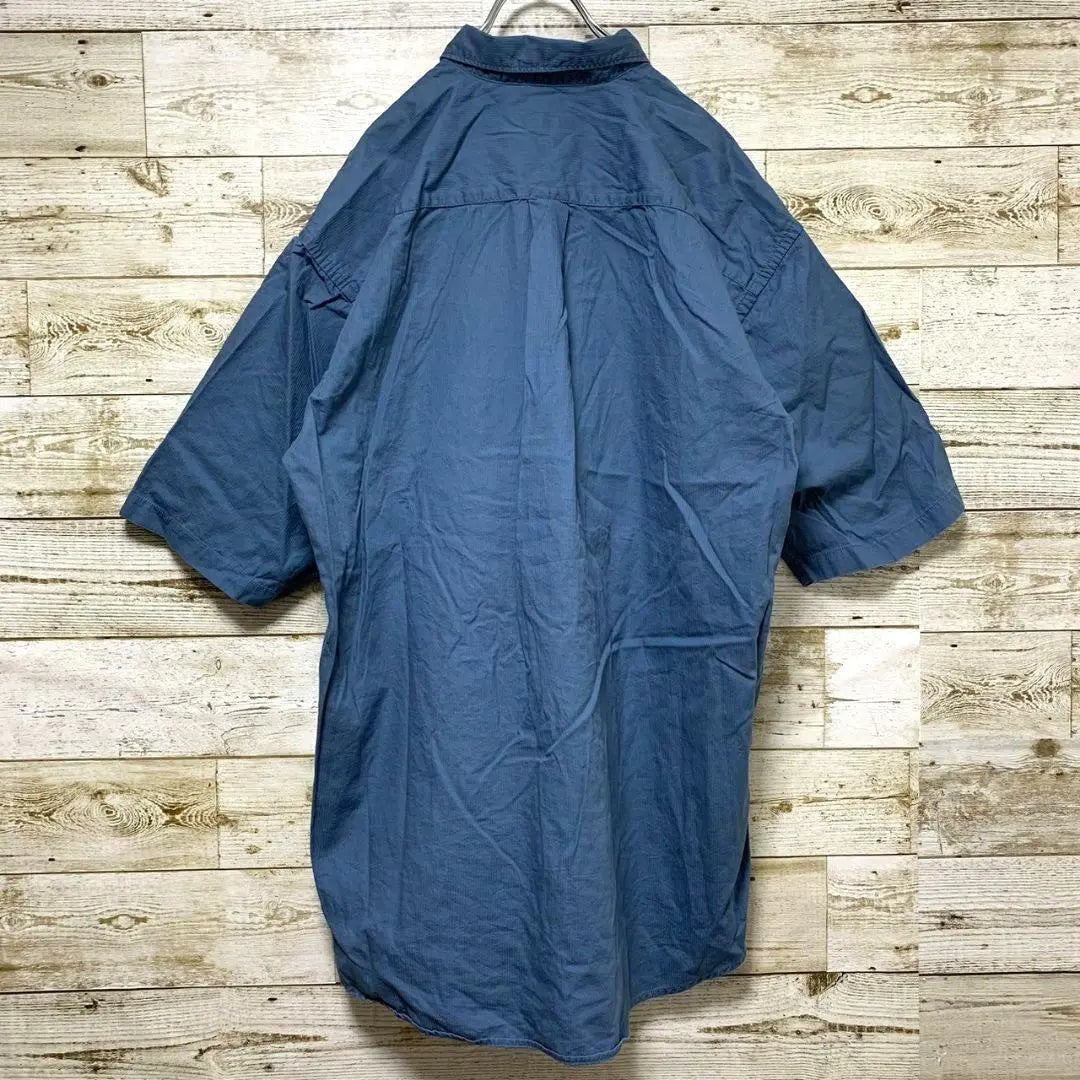 [w381] Rare USA vintage Nautica 90s item at the time button down short sleeve shirt top blue