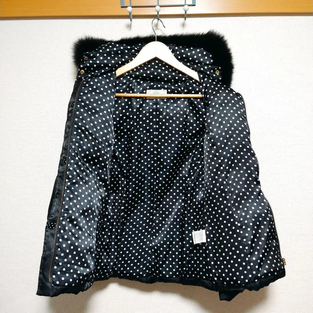 R・F RUFUS Fox Fur Polka Dot Border Down Coat DOWNCOAT