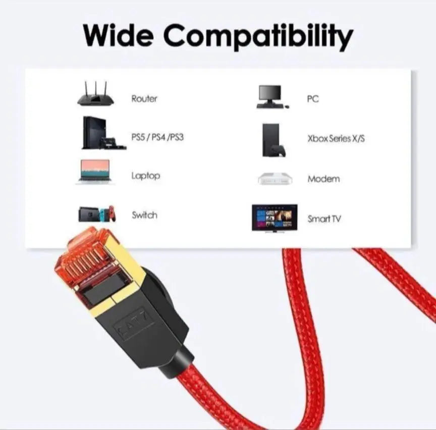 LAN cable 10M CAT7 modem router compatible with PC etc. Red