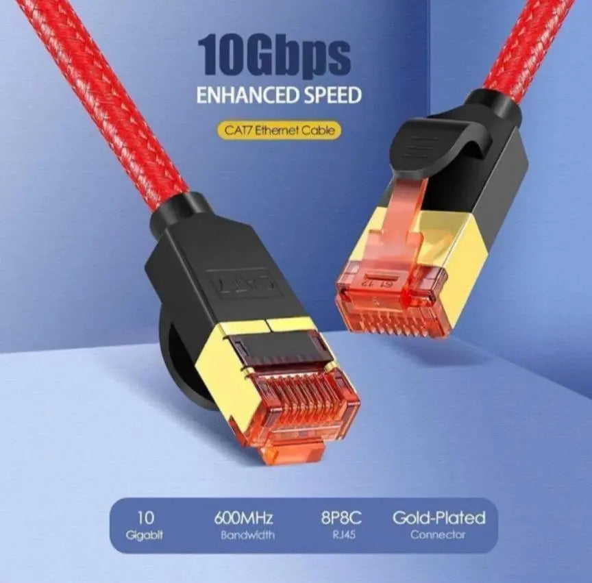 Cable LAN 10M CAT7 módem router compatible con PC etc. Rojo