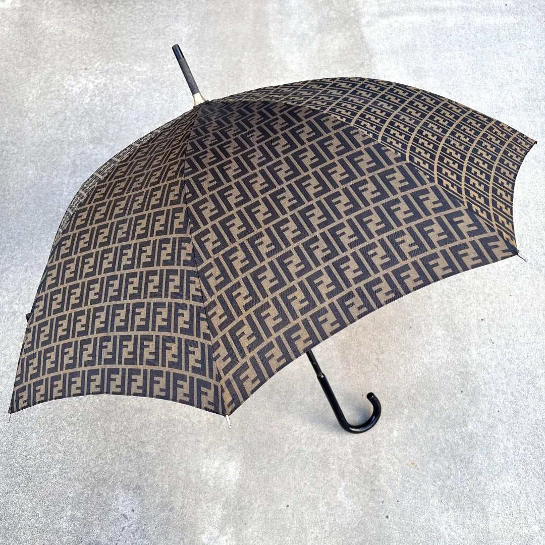 ✨ Beautiful goods ✨ Fendi Zukka Pattern Long Umbrella FF metal fittings Gold metal fittings brown