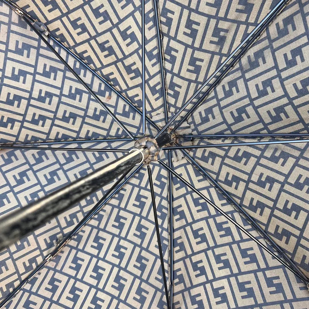 ✨ Beautiful goods ✨ Fendi Zukka Pattern Long Umbrella FF metal fittings Gold metal fittings brown | ✨美品✨フェンディ　ズッカ柄　長傘　FF金具　男女兼用　ゴールド金具　ブラウン