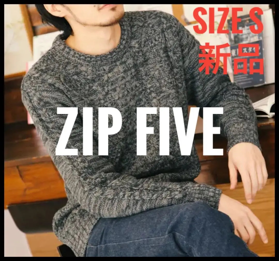 ☆Nuevo y sin usar con etiqueta☆¡Suéter de punto con cuello en V gris ZIP FIVE!