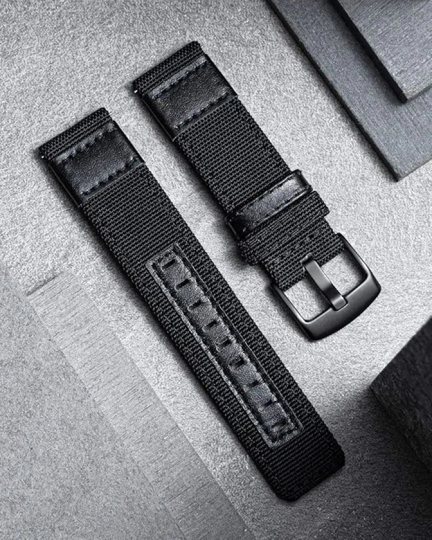 Watchband Canvas Replacement Band Cloth Watch Strap Black 20mm