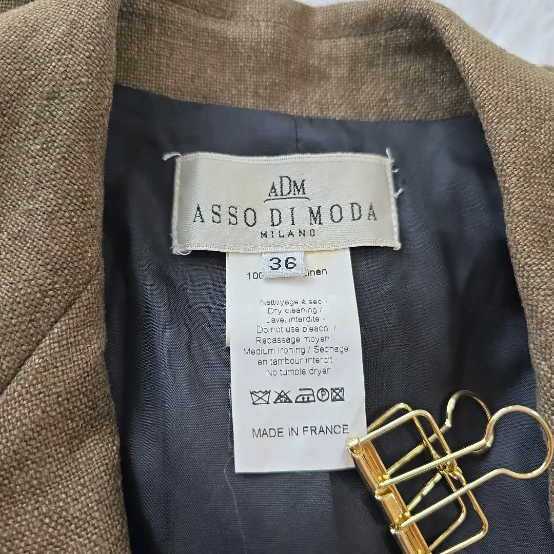 ASSO DI MODA Chaqueta Entallada 100% Lino S Francia | ASSO DI MODA リネン100% テーラードジャケット S フランス製