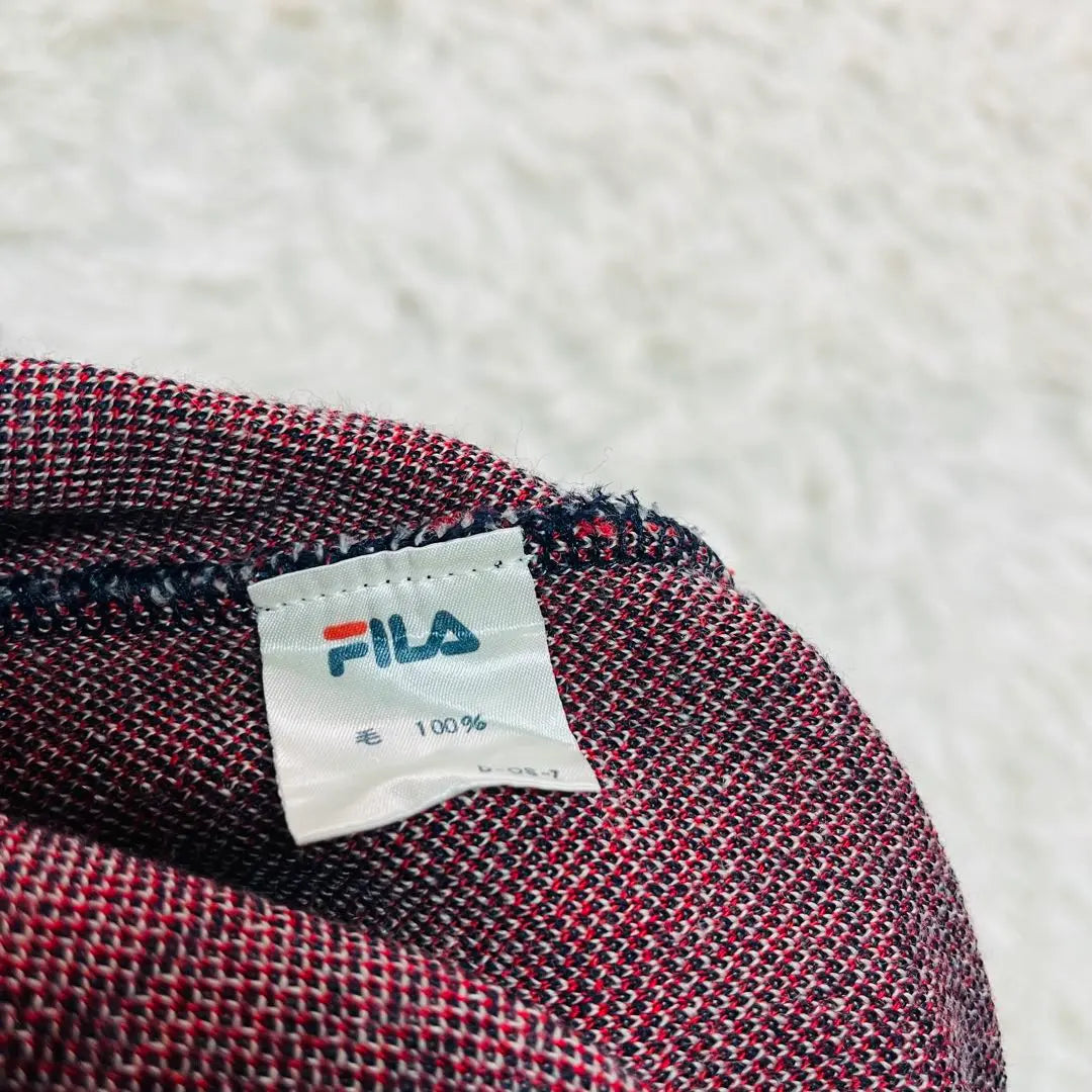 [Raro] Sudadera con capucha de punto 100 % lana vintage de FILA