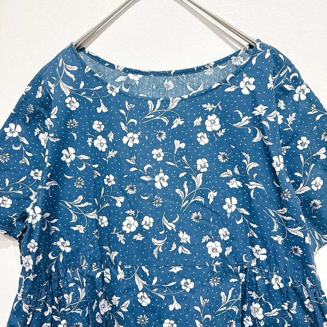 Syrup A Line Flower Pattern Dress Short Sleeve Resort Waist Gather Large Size | シロップ Aライン花柄ワンピース 半袖 リゾート ウエストギャザー 大きいサイズ