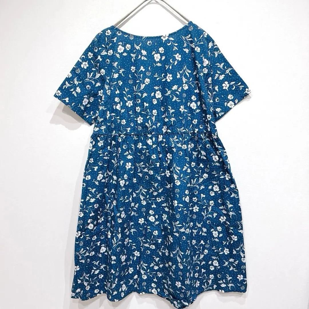 Syrup A Line Flower Pattern Dress Short Sleeve Resort Waist Gather Large Size | シロップ Aライン花柄ワンピース 半袖 リゾート ウエストギャザー 大きいサイズ