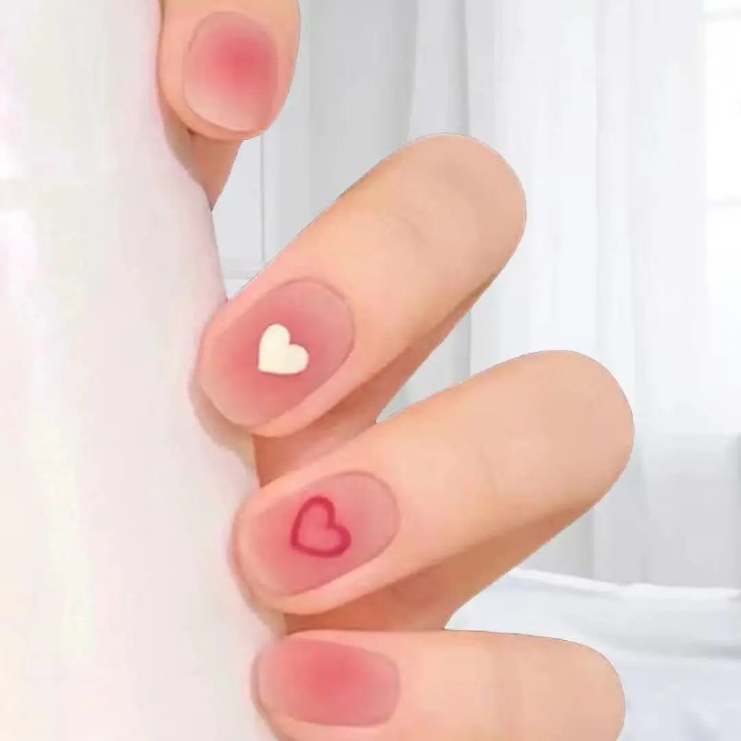 ⭐️Anonymous delivery⭐️Nail tip, short, fake nails, 24 pieces, pink, heart, fluffy